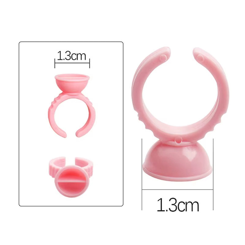 100Pcs/Set Eyelash Extension Glue Rings Glue Holder Tool Kit Set Professional Makeup Disposable Adhesive Eyelash