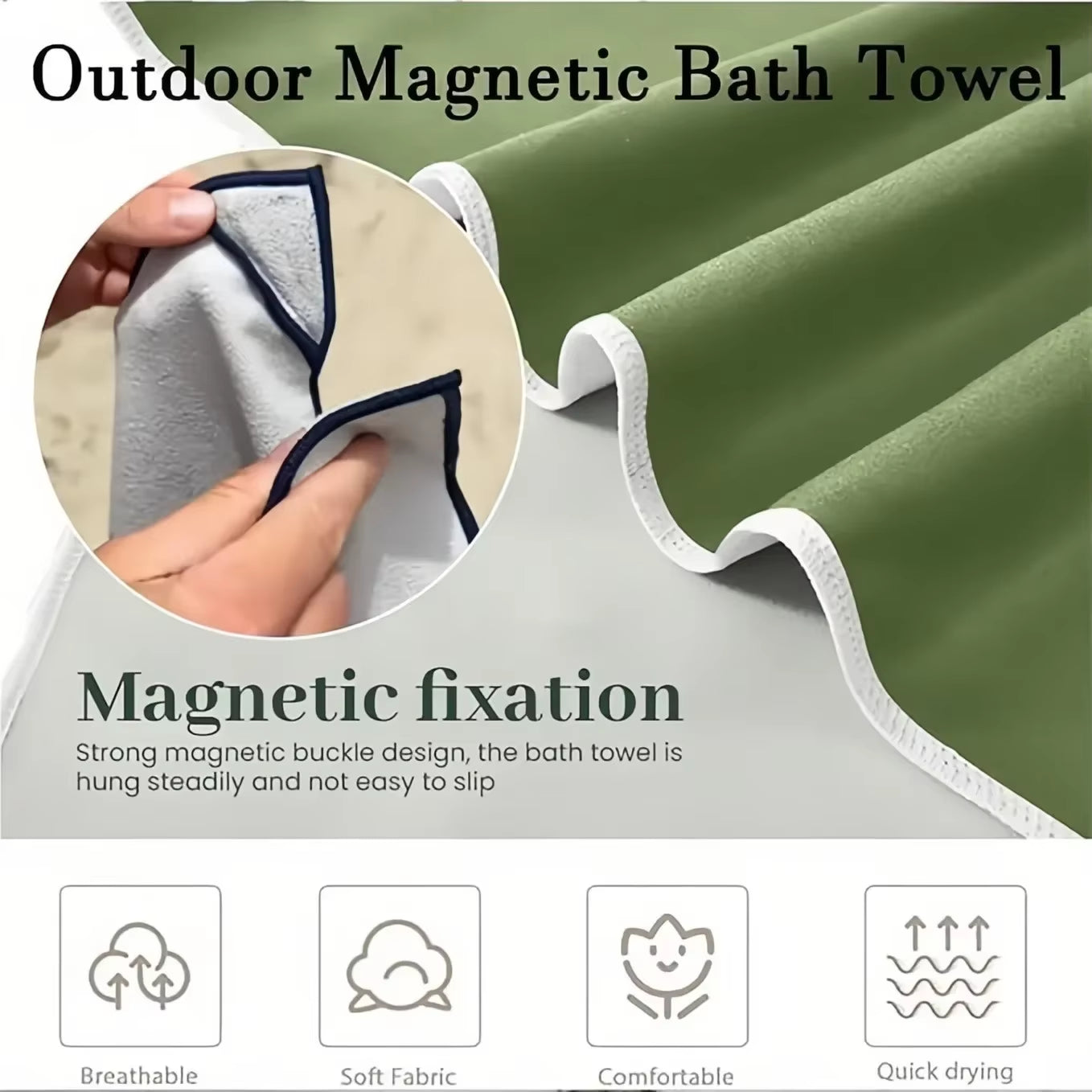 Outdoor Beach Magnetic Bath Towel Soft Beach Towels Swimming Quick-Drying Shower Towel for Changing Bikini Bathroom Accessories