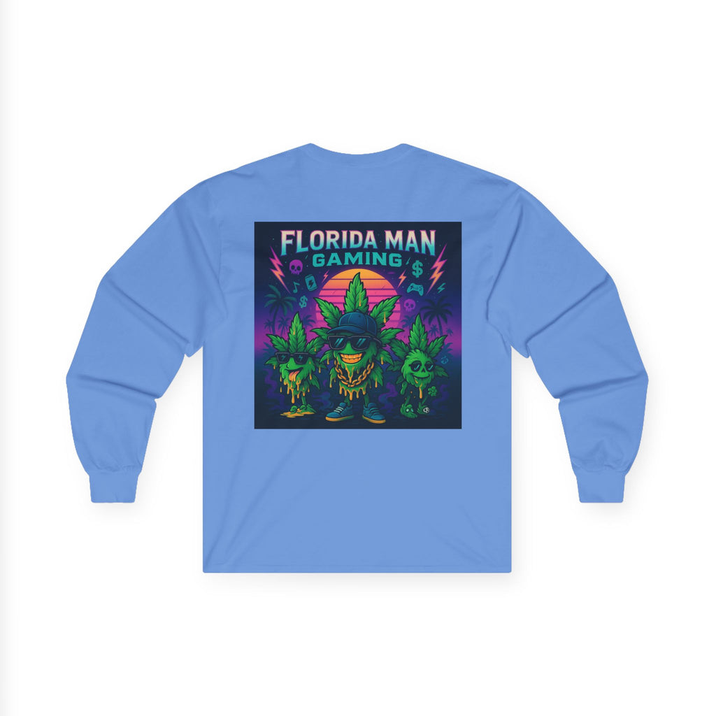 Florida Man Gaming Long Sleeve Tee - Unisex Cotton Shirt for Gamers, Halloween, Gift, Streetwear, Weed Culture