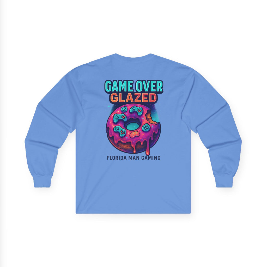 Game Over Glazed Gaming Long Sleeve Tee, Gamer Shirt, Unisex Cotton Tee, Video Game Gift, Retro Gaming Apparel, Fun Gift for Gamers