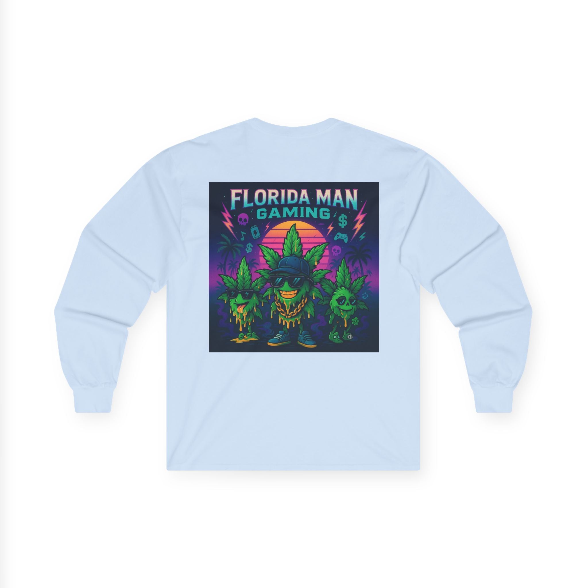 Florida Man Gaming Long Sleeve Tee - Unisex Cotton Shirt for Gamers, Halloween, Gift, Streetwear, Weed Culture