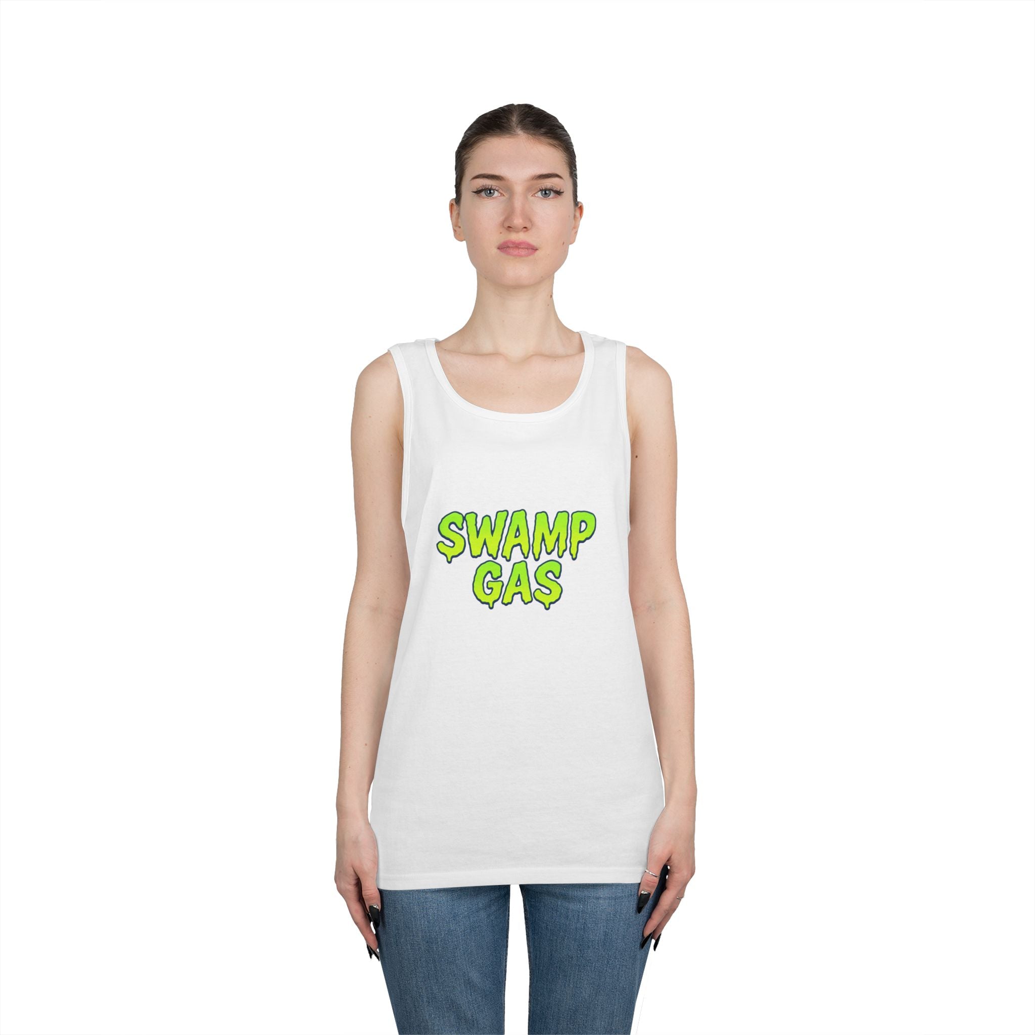 Swamp Gas Unisex Heavy Cotton Tank Top, Funny Summer Shirt, Graphic Muscle Tee, Casual Wear, Gift for Monster Lovers