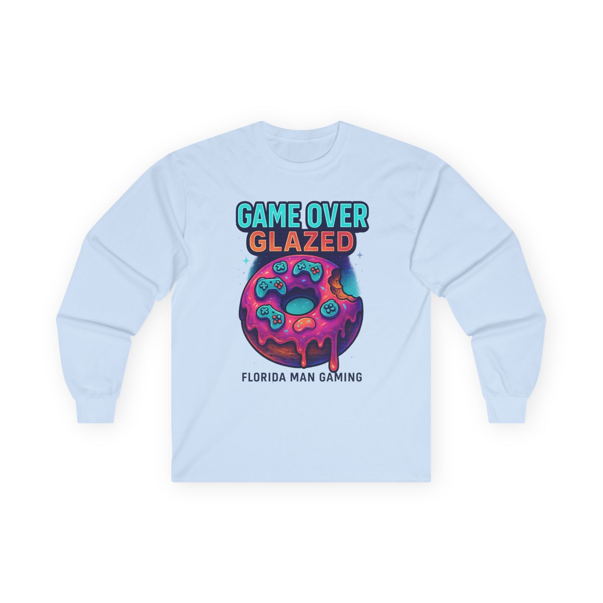 Game Over Glazed Gaming Long Sleeve Tee, Gamer Shirt, Unisex Cotton Tee, Video Game Gift, Retro Gaming Apparel, Fun Gift for Gamers