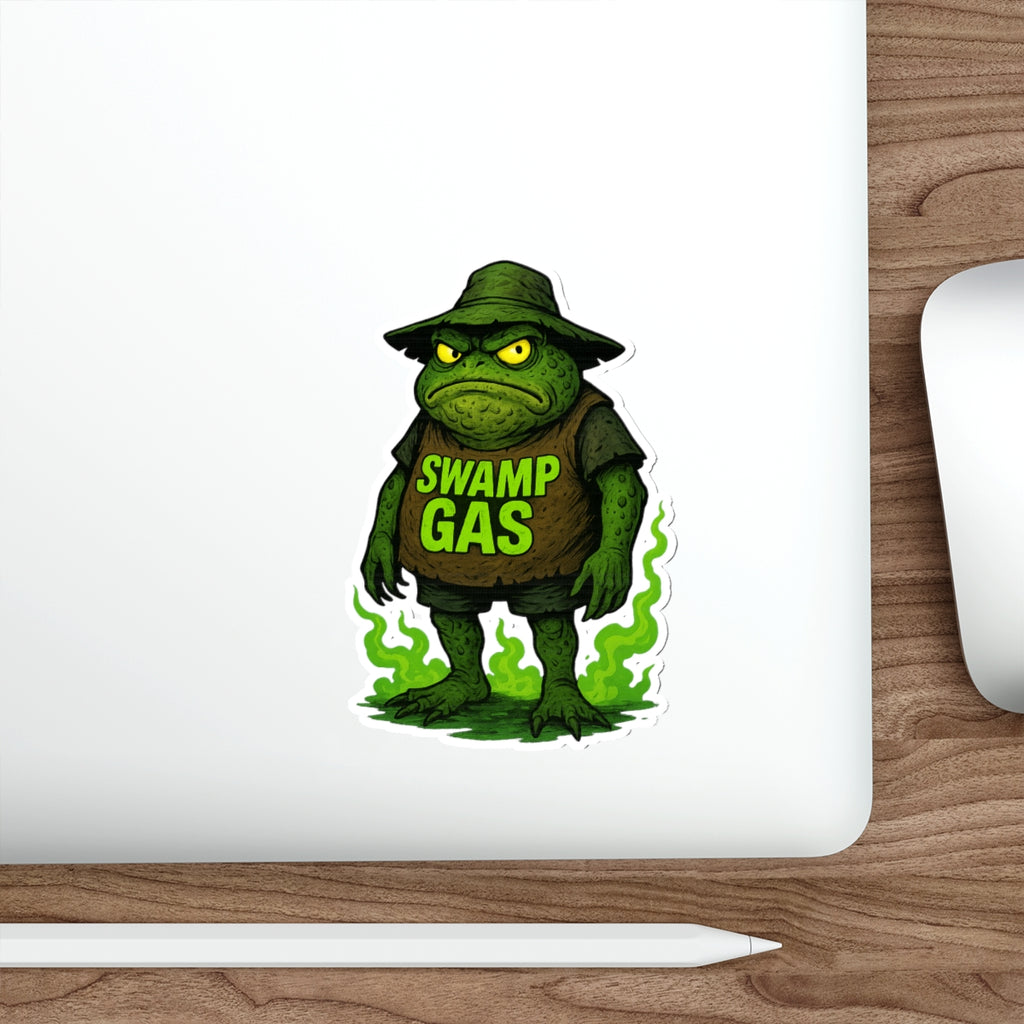 Swamp Gas Die-Cut Stickers, Fun Green Toad Decor, Unique Laptop Stickers, Quirky Gifts for Friends, Great for Parties and Halloween