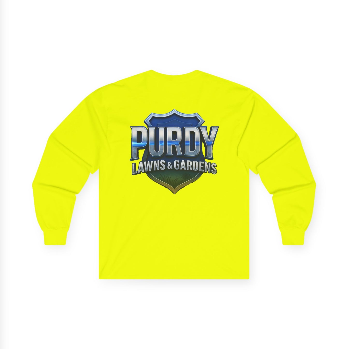 Purdy Lawns & Gardens Long Sleeve Tee, Gardening Shirt, Lawn Care Apparel, Casual Workwear, Unisex Garden Tee, Personalized Gift