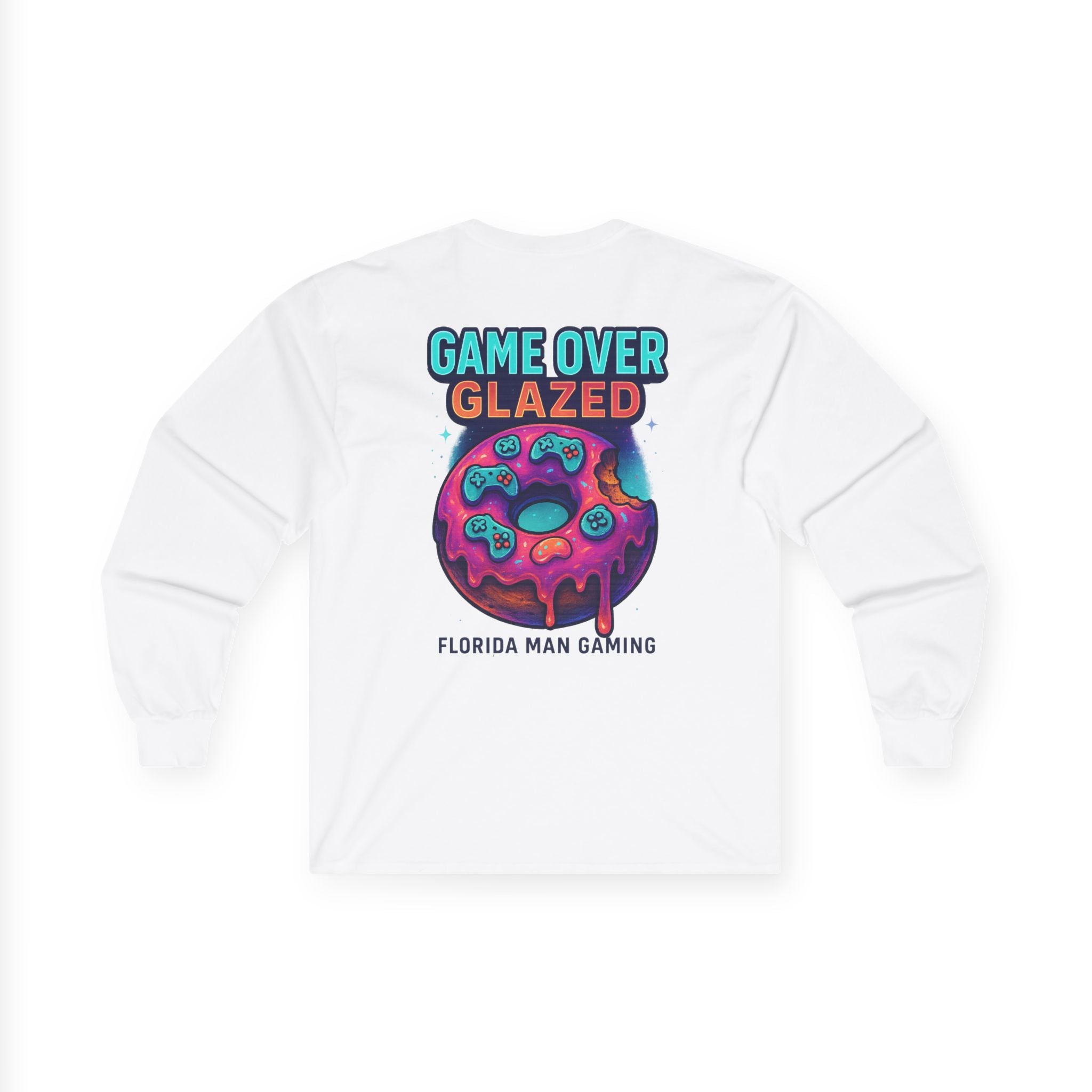 Game Over Glazed Gaming Long Sleeve Tee, Gamer Shirt, Unisex Cotton Tee, Video Game Gift, Retro Gaming Apparel, Fun Gift for Gamers