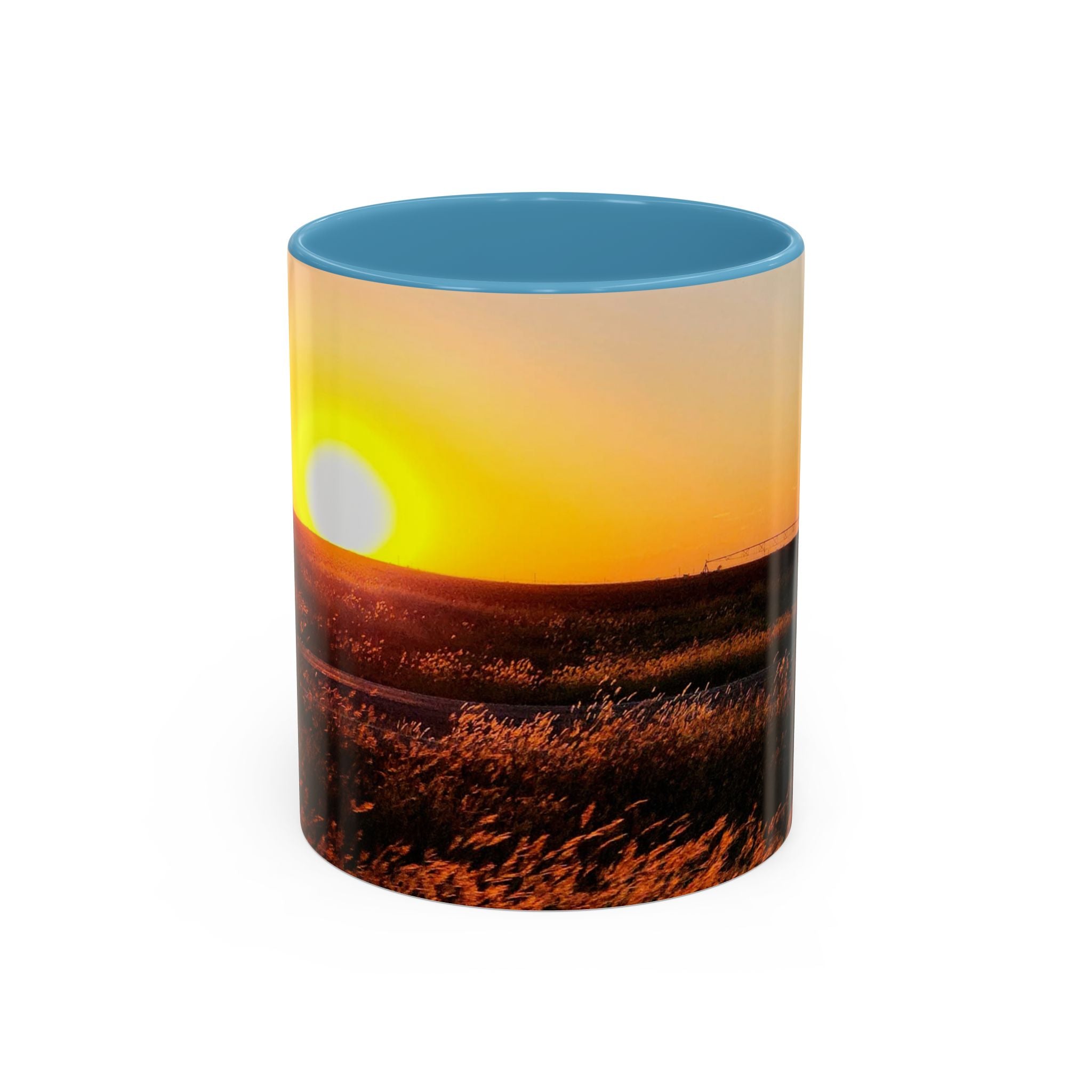 Sunset Prairie Accent Coffee Mug — Warm Sunrise Landscape 11/15oz
