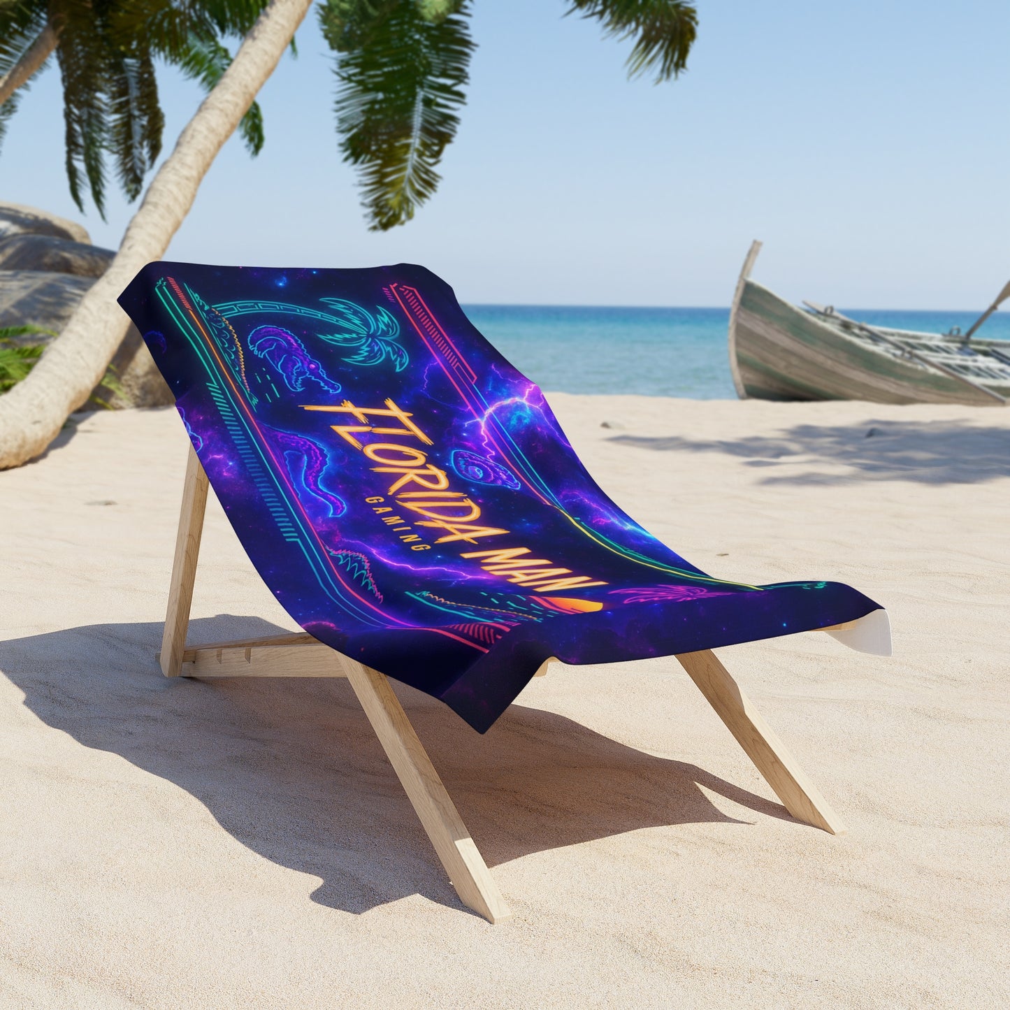 Florida Man Gaming Beach Towel | Vibrant Towel for Beach Days, Pool Parties, Gifts for Gamers, Summer Fun, Florida Souvenir