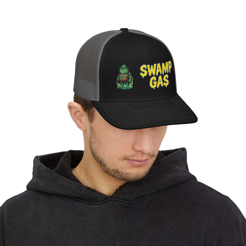 Swamp Gas Snapback Trucker Cap, Fun Summer Hat, Casual Outdoor Cap, Unique Gift for Him/Her, Festival Headwear, Retro Style Cap