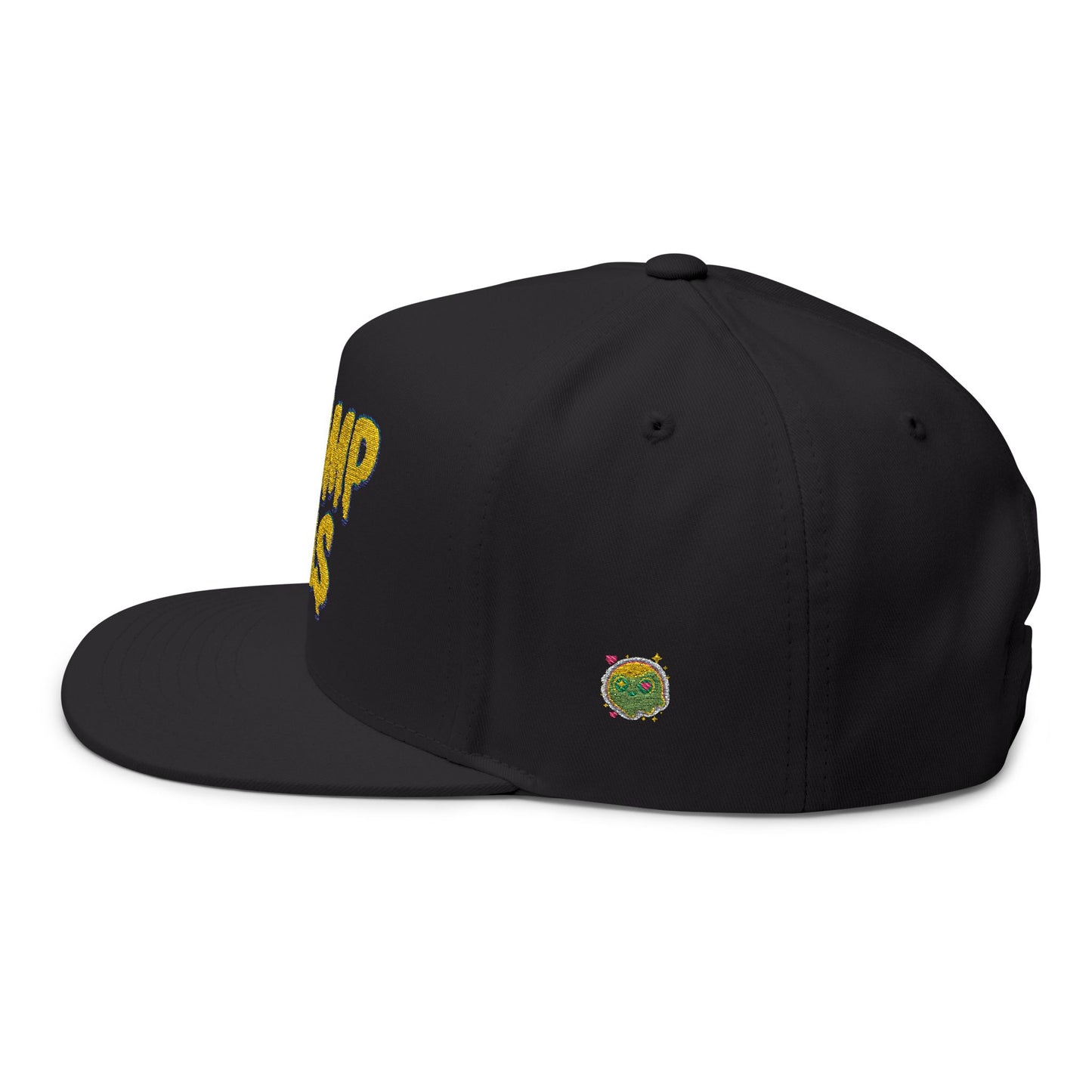 Swamp Gas Embroidered Flat Bill Cap | Trendy Snapback, Gifts for Friends, Festival Wear, Streetwear Style, Summer Accessory