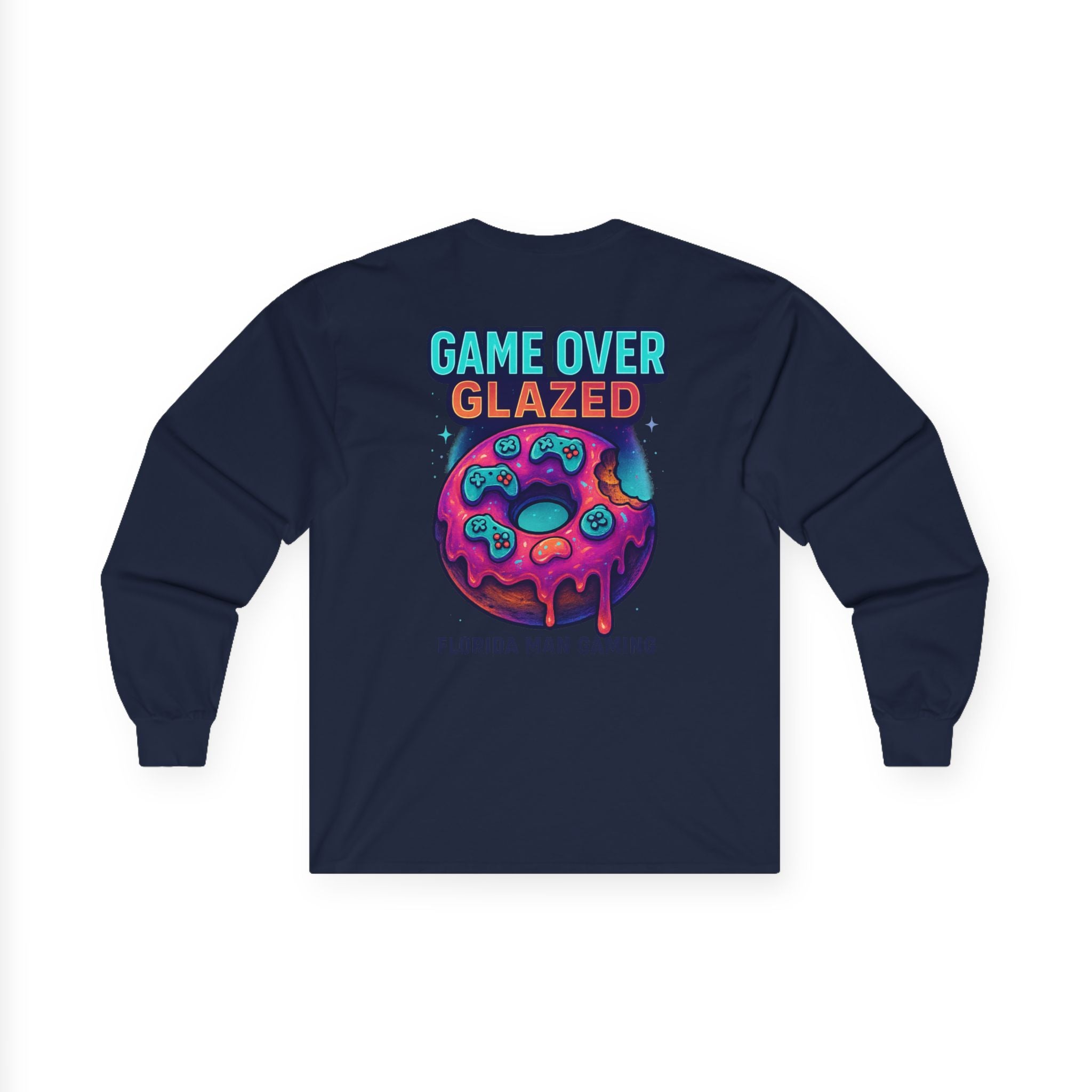 Game Over Glazed Gaming Long Sleeve Tee, Gamer Shirt, Unisex Cotton Tee, Video Game Gift, Retro Gaming Apparel, Fun Gift for Gamers