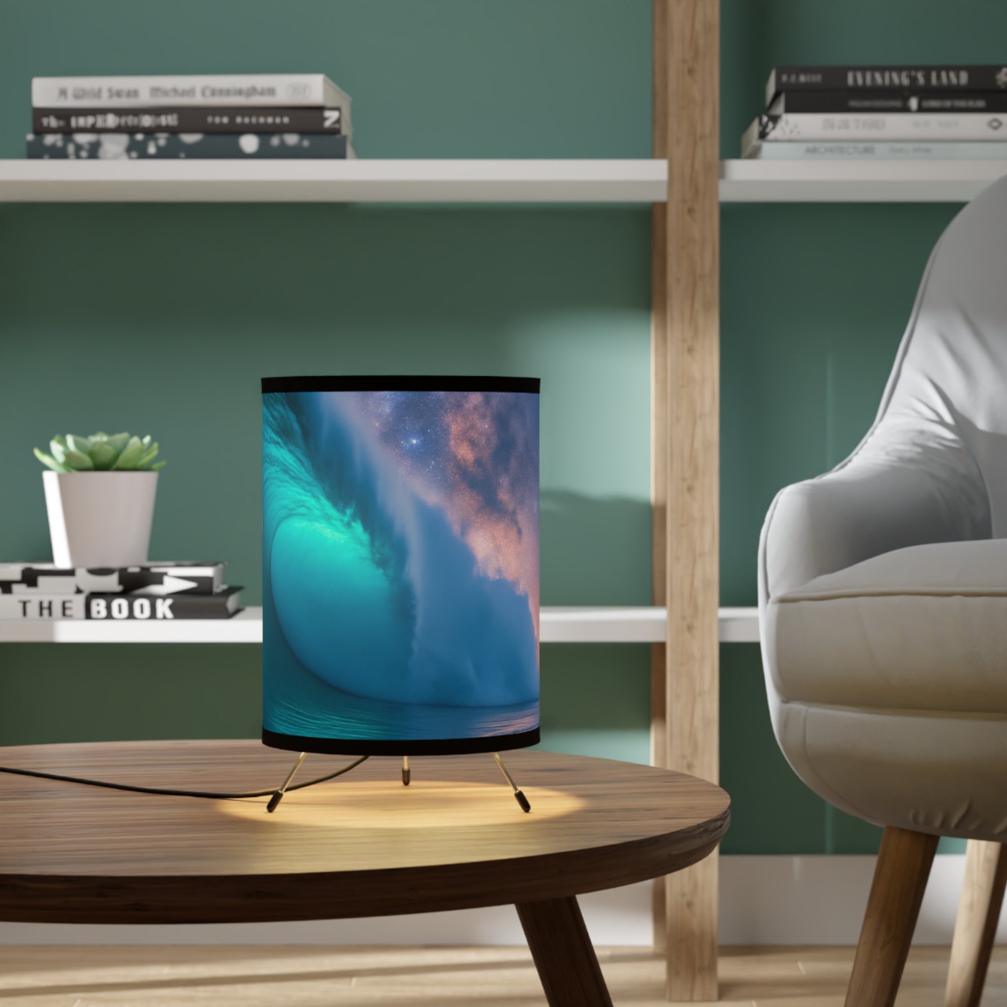 Tripod Lamp, Ocean Wave Decorative Lighting for Beachy Home Decor