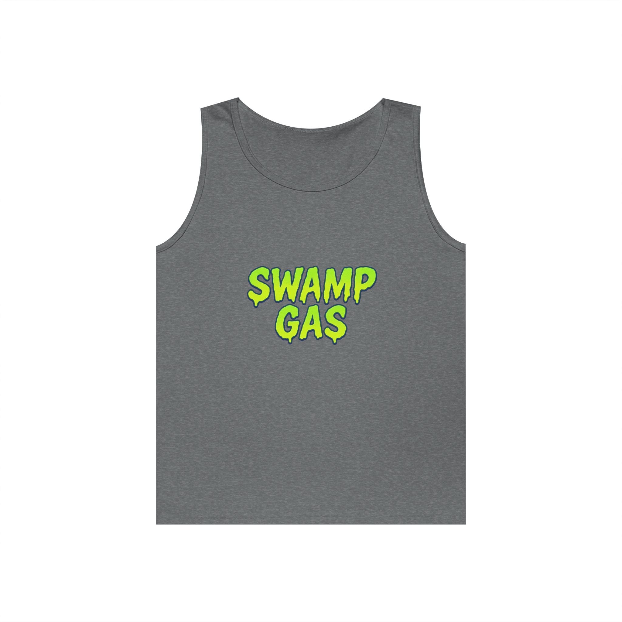 Swamp Gas Unisex Heavy Cotton Tank Top, Funny Summer Shirt, Graphic Muscle Tee, Casual Wear, Gift for Monster Lovers