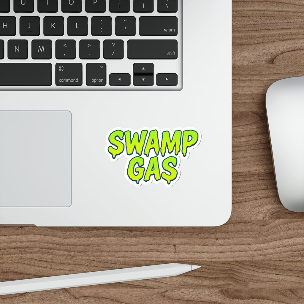 Playful Die-Cut Stickers for Quirky Decor, Swamp Gas Emblem, Laptop Stickers, Perfect for October, Gift for Friends, Unique Vibe