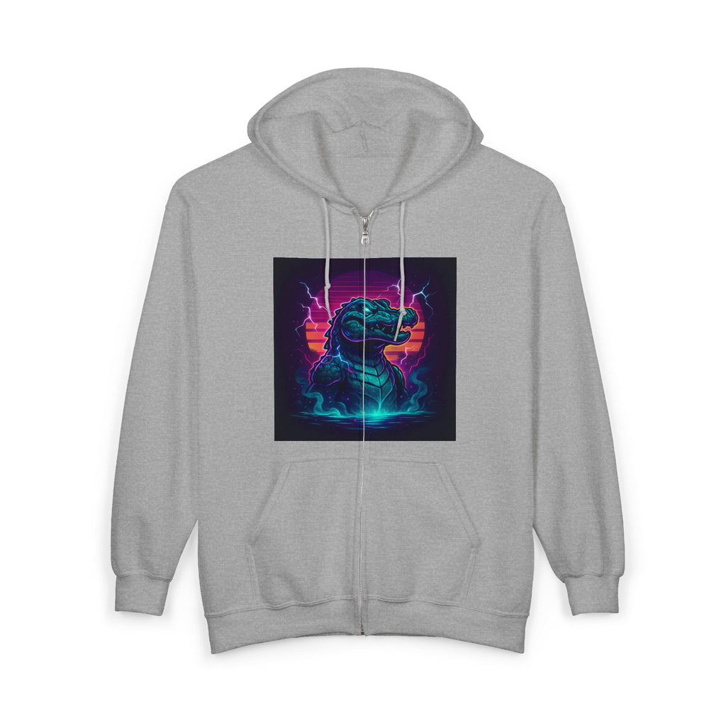 Retro Godzilla Zip Hoodie | Unisex Heavy Blend Hoodie for Fans | 80s Style, Cozy Sweatshirt, Unique Gift, Movie Merch, Warm Outerwear