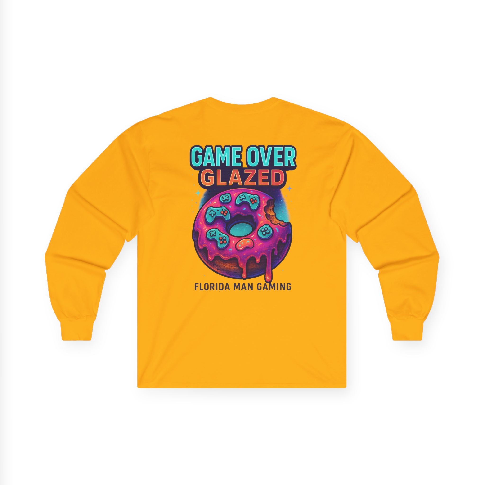 Game Over Glazed Gaming Long Sleeve Tee, Gamer Shirt, Unisex Cotton Tee, Video Game Gift, Retro Gaming Apparel, Fun Gift for Gamers