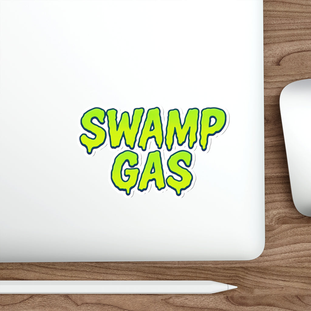 Playful Die-Cut Stickers for Quirky Decor, Swamp Gas Emblem, Laptop Stickers, Perfect for October, Gift for Friends, Unique Vibe