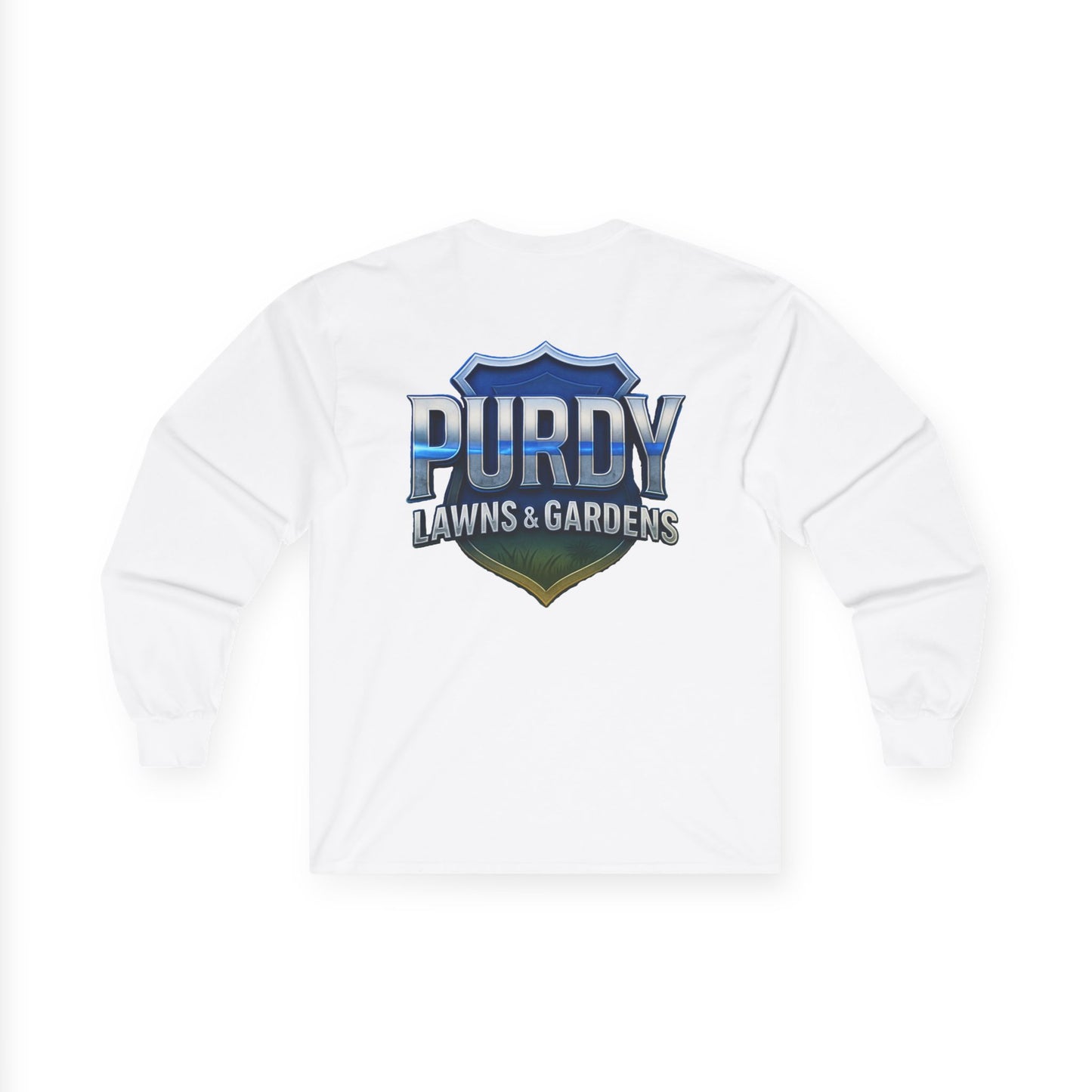 Purdy Lawns & Gardens Long Sleeve Tee, Gardening Shirt, Lawn Care Apparel, Casual Workwear, Unisex Garden Tee, Personalized Gift