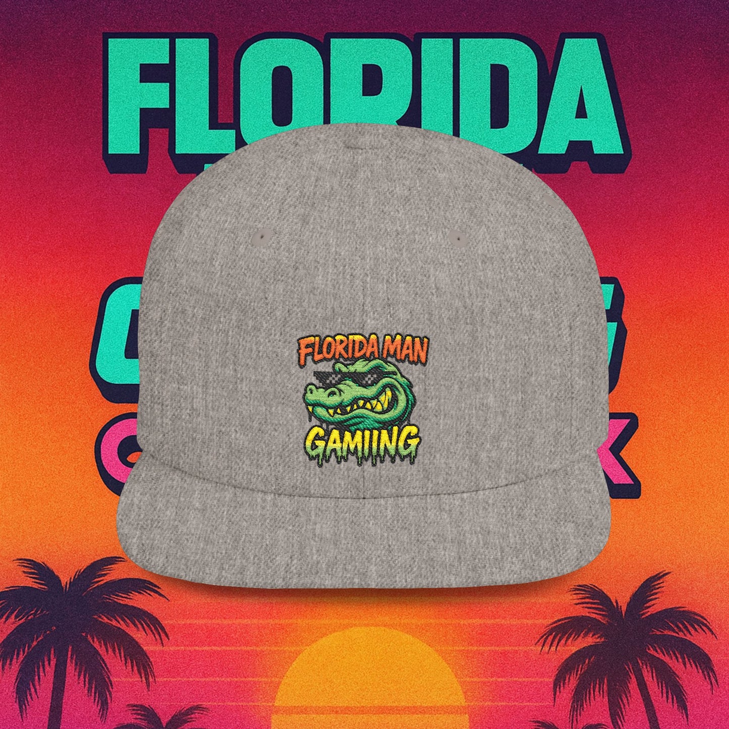 Florida Man Gaming Snapback Hat, Trendy Flat Bill Cap, Fun Gaming Accessory, Perfect for Gifts, Casual Style, Summer Vibes