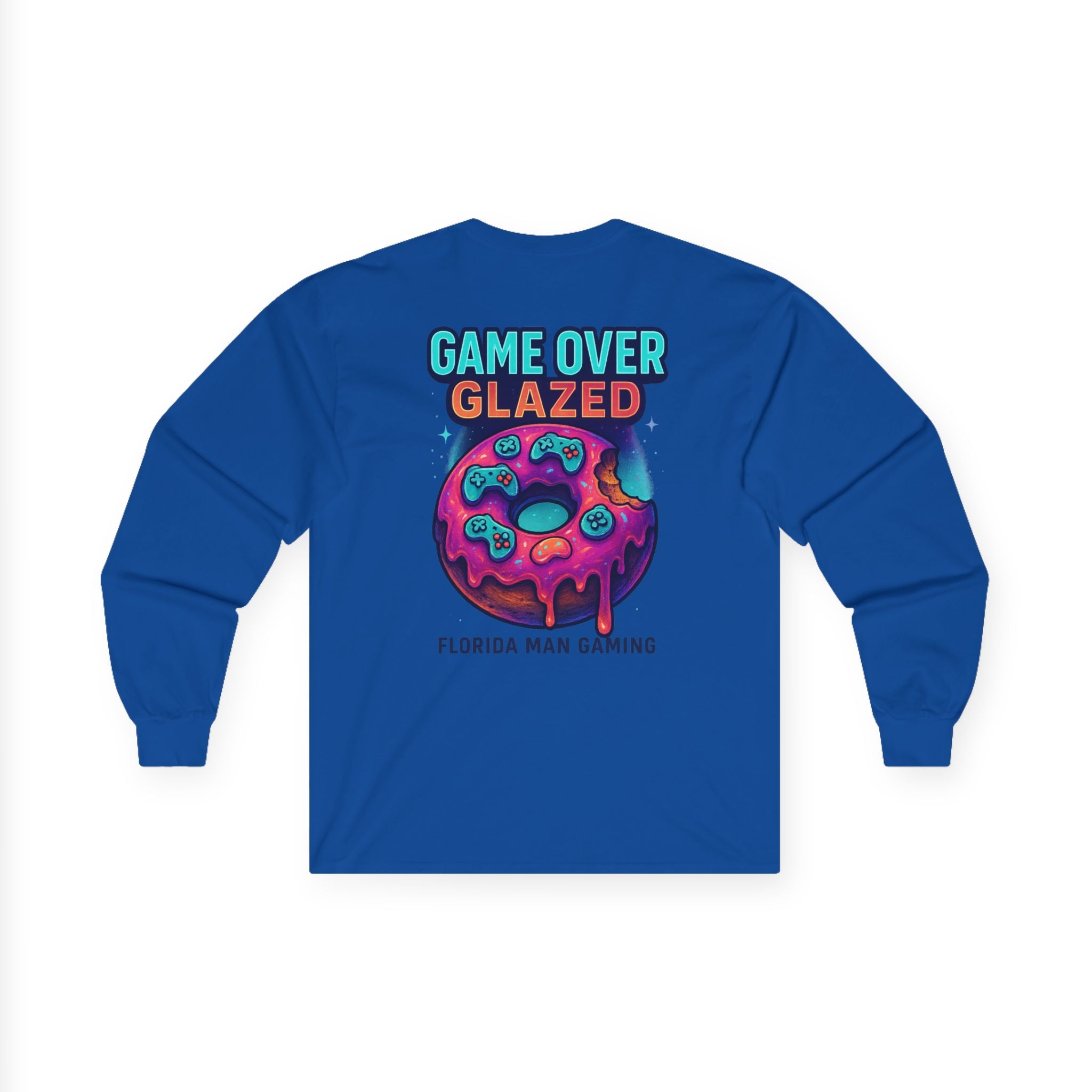 Game Over Glazed Gaming Long Sleeve Tee, Gamer Shirt, Unisex Cotton Tee, Video Game Gift, Retro Gaming Apparel, Fun Gift for Gamers