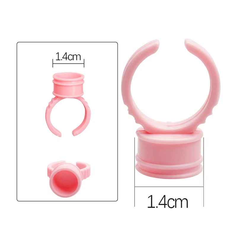 100Pcs/Set Eyelash Extension Glue Rings Glue Holder Tool Kit Set Professional Makeup Disposable Adhesive Eyelash