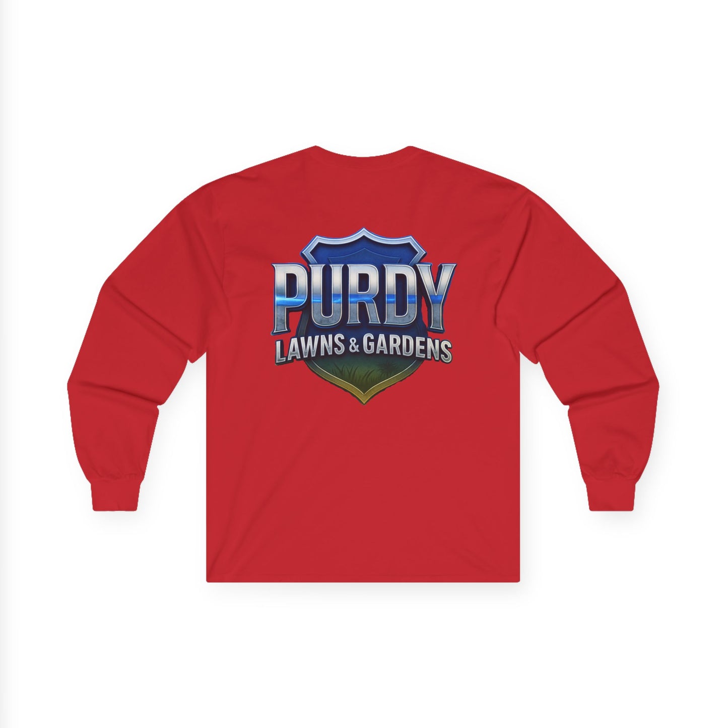 Purdy Lawns & Gardens Long Sleeve Tee, Gardening Shirt, Lawn Care Apparel, Casual Workwear, Unisex Garden Tee, Personalized Gift