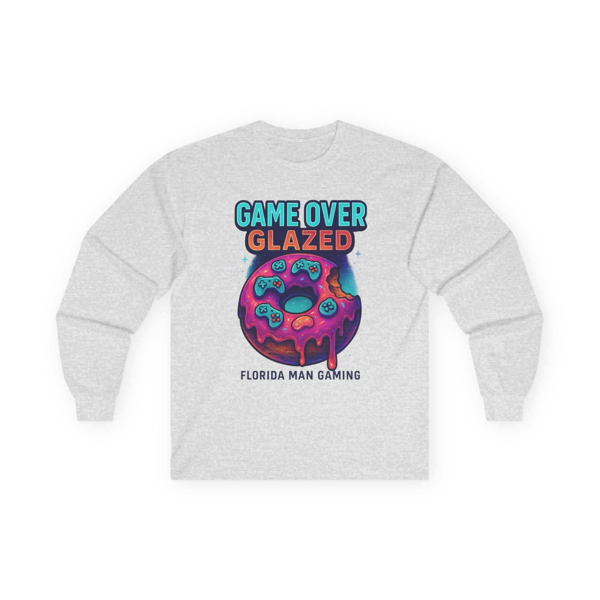 Game Over Glazed Gaming Long Sleeve Tee, Gamer Shirt, Unisex Cotton Tee, Video Game Gift, Retro Gaming Apparel, Fun Gift for Gamers