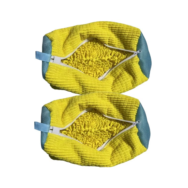 2Pcs Shoe Washing Bag Washing Machine Laundry Bags Closure Shoes Cleaning Bag Fluffy Fibers Sneaker Protector Laundry Drying Bag