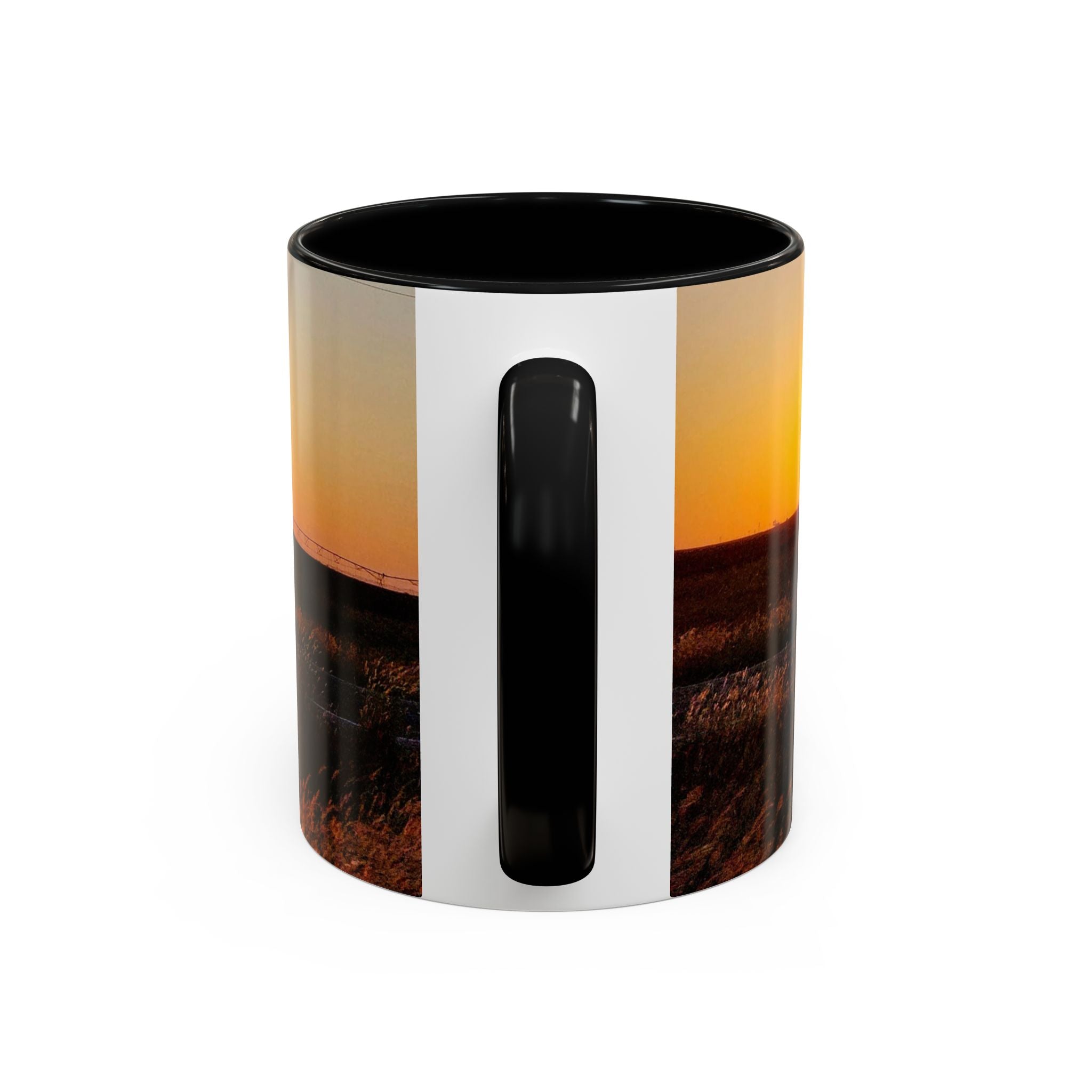 Sunset Prairie Accent Coffee Mug — Warm Sunrise Landscape 11/15oz