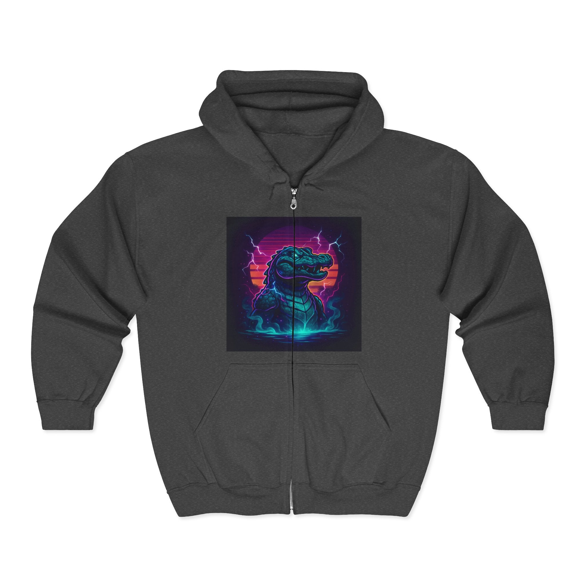 Retro Godzilla Zip Hoodie | Unisex Heavy Blend Hoodie for Fans | 80s Style, Cozy Sweatshirt, Unique Gift, Movie Merch, Warm Outerwear