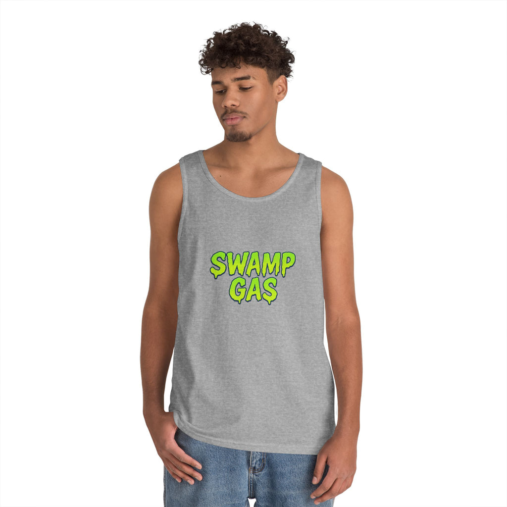 Swamp Gas Unisex Heavy Cotton Tank Top, Funny Summer Shirt, Graphic Muscle Tee, Casual Wear, Gift for Monster Lovers