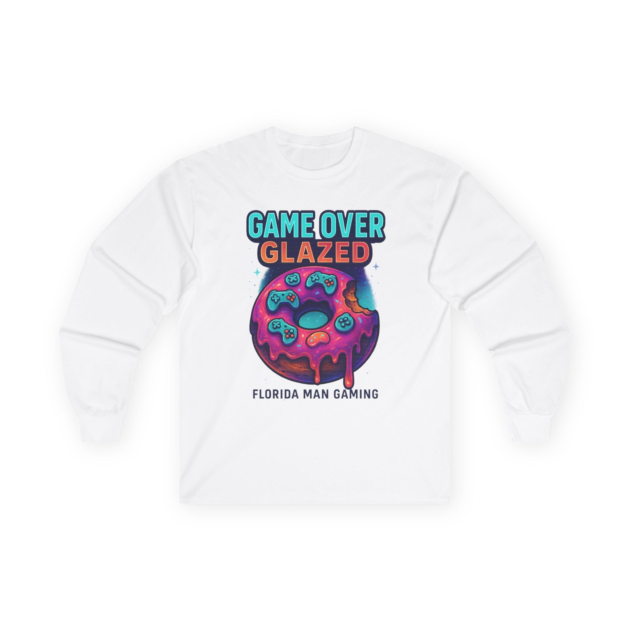 Game Over Glazed Gaming Long Sleeve Tee, Gamer Shirt, Unisex Cotton Tee, Video Game Gift, Retro Gaming Apparel, Fun Gift for Gamers