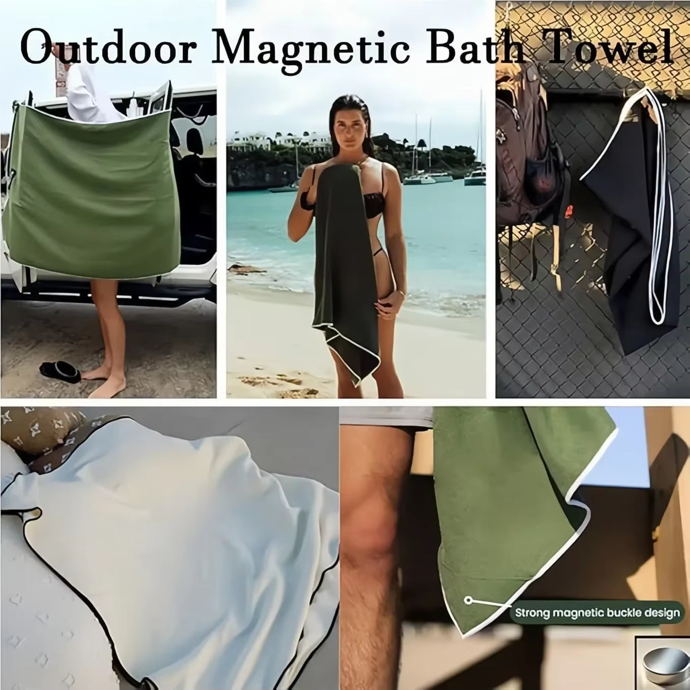 Outdoor Beach Magnetic Bath Towel Soft Beach Towels Swimming Quick-Drying Shower Towel for Changing Bikini Bathroom Accessories