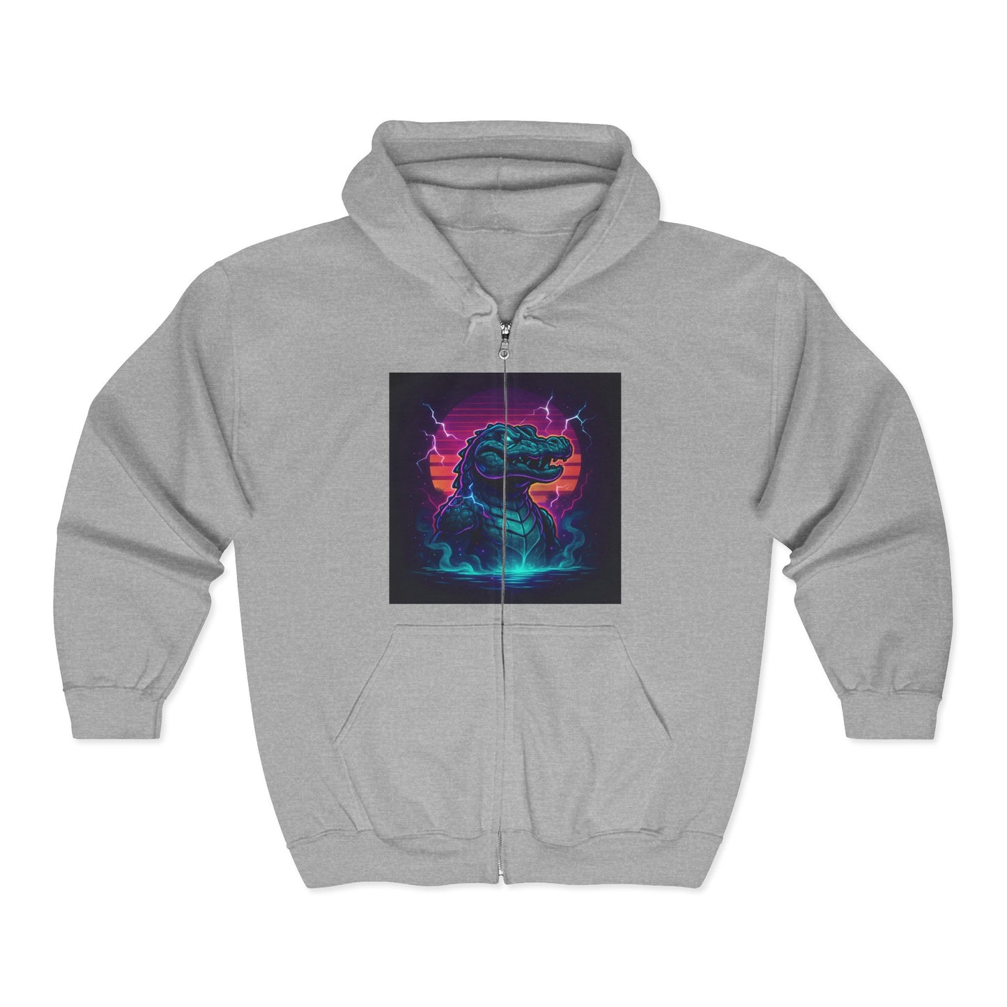 Retro Godzilla Zip Hoodie | Unisex Heavy Blend Hoodie for Fans | 80s Style, Cozy Sweatshirt, Unique Gift, Movie Merch, Warm Outerwear