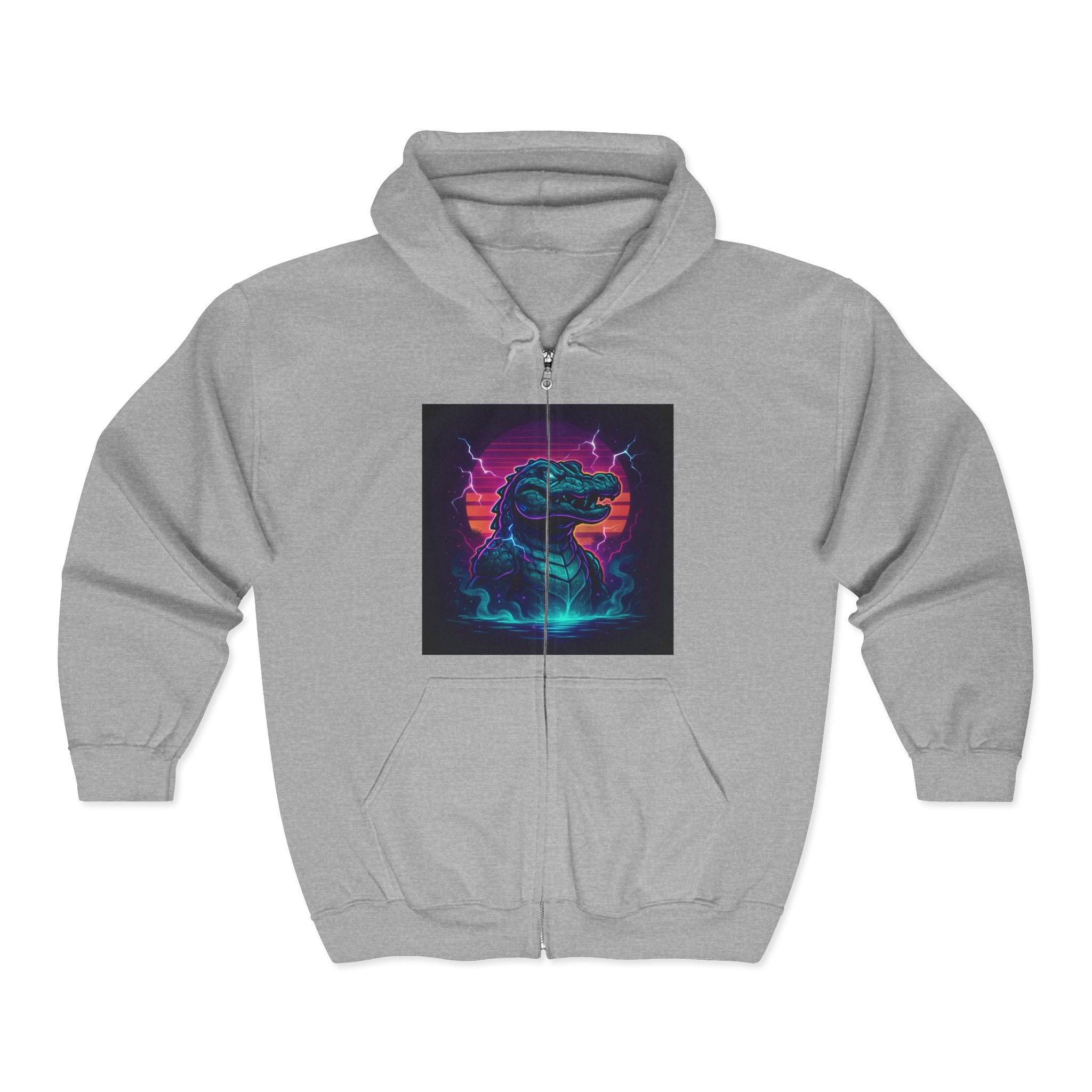 Retro Godzilla Zip Hoodie | Unisex Heavy Blend Hoodie for Fans | 80s Style, Cozy Sweatshirt, Unique Gift, Movie Merch, Warm Outerwear