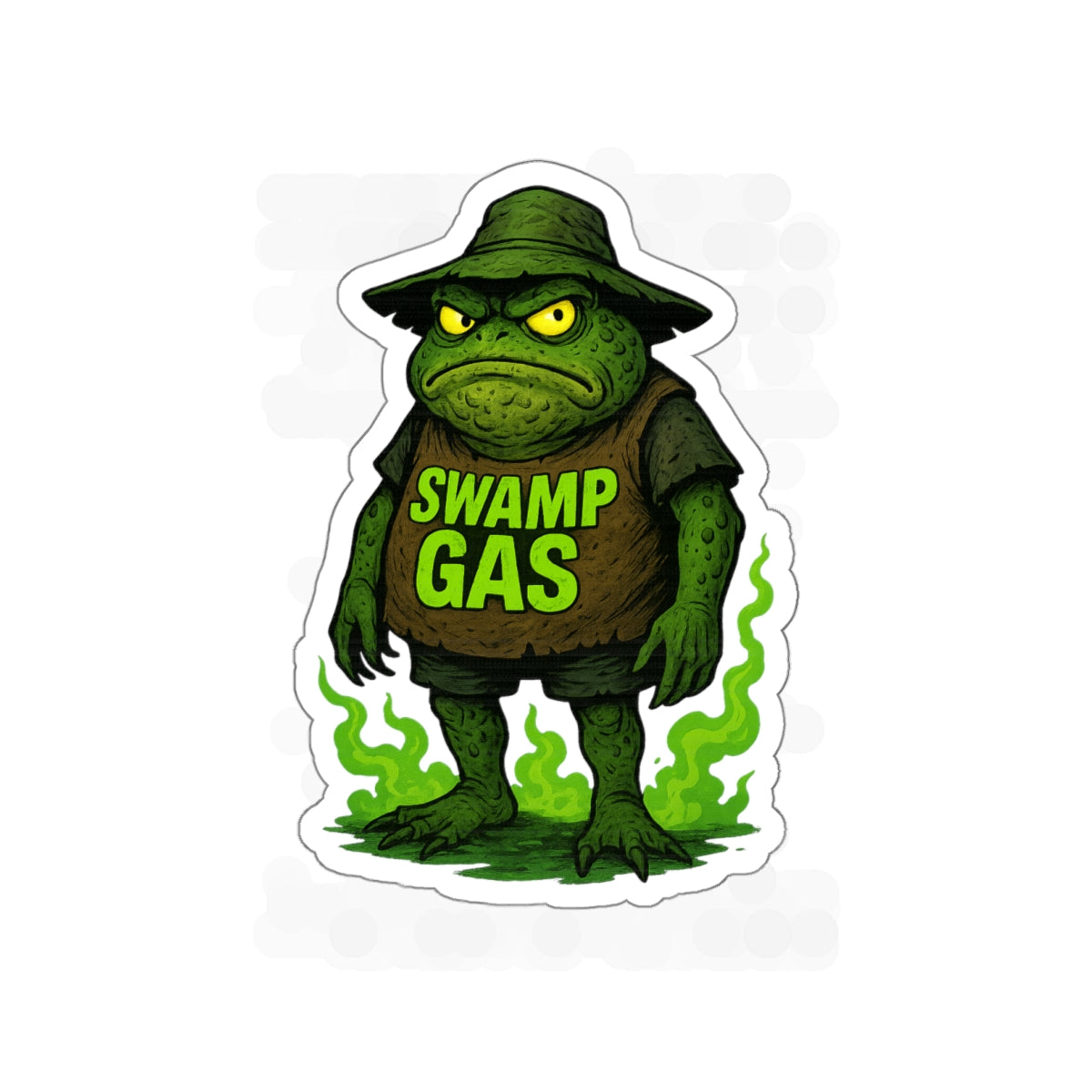 Swamp Gas Die-Cut Stickers, Fun Green Toad Decor, Unique Laptop Stickers, Quirky Gifts for Friends, Great for Parties and Halloween