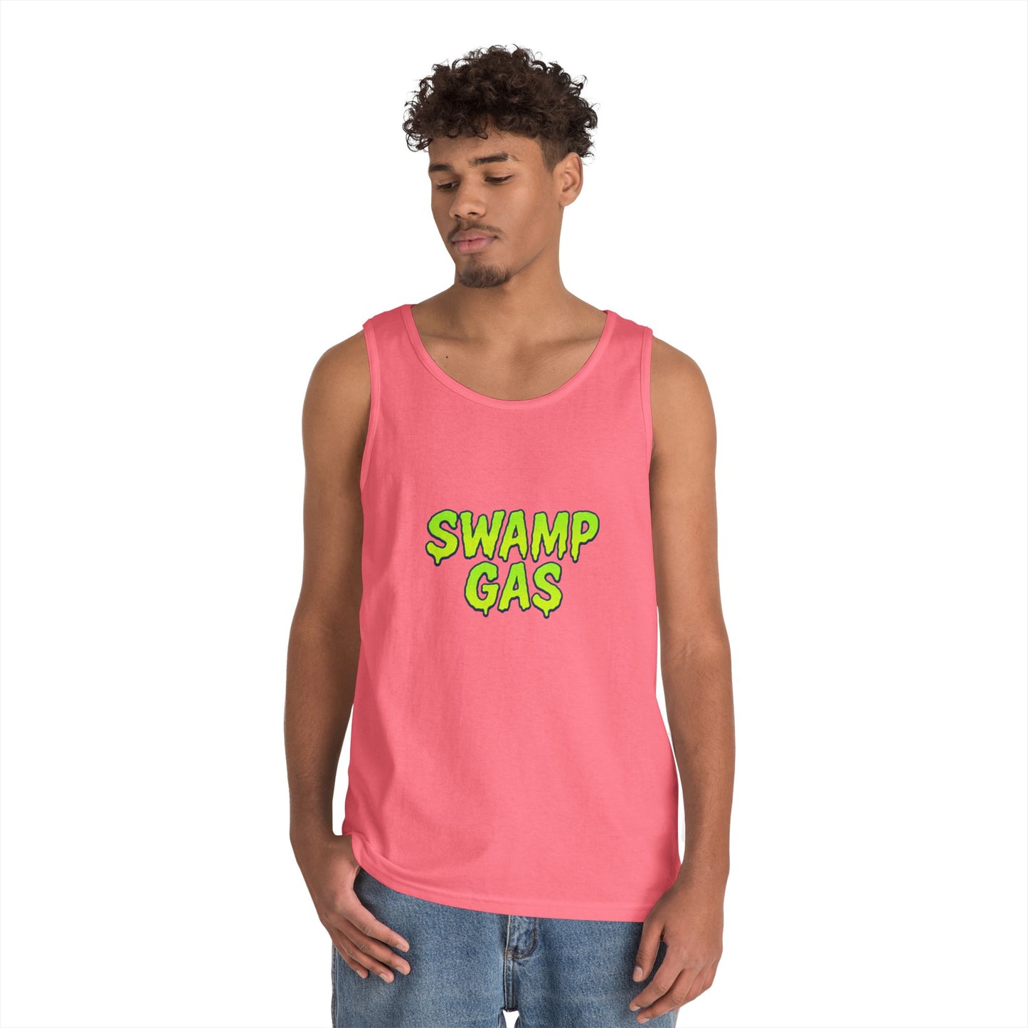 Swamp Gas Unisex Heavy Cotton Tank Top, Funny Summer Shirt, Graphic Muscle Tee, Casual Wear, Gift for Monster Lovers