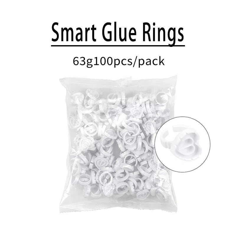 100Pcs/Set Eyelash Extension Glue Rings Glue Holder Tool Kit Set Professional Makeup Disposable Adhesive Eyelash