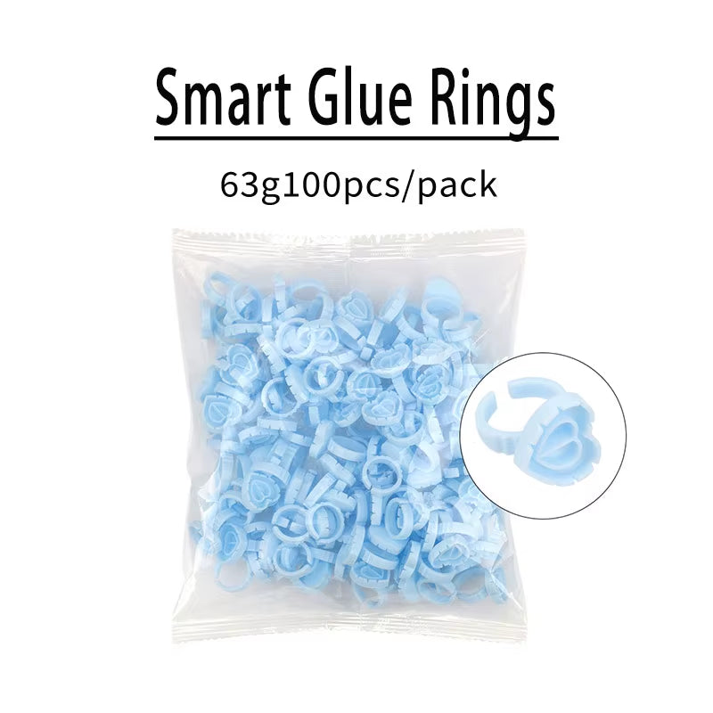 100Pcs/Set Eyelash Extension Glue Rings Glue Holder Tool Kit Set Professional Makeup Disposable Adhesive Eyelash