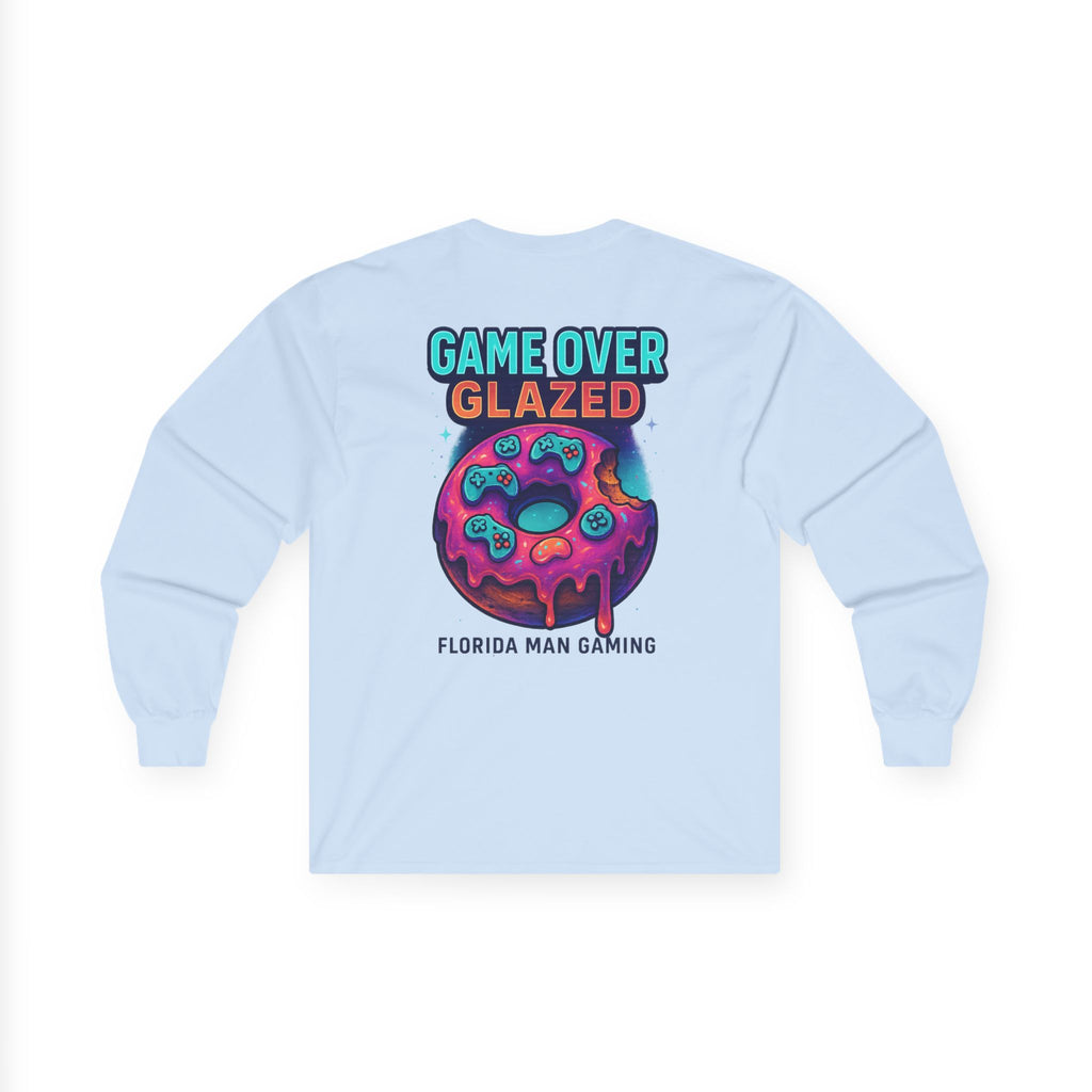Game Over Glazed Gaming Long Sleeve Tee, Gamer Shirt, Unisex Cotton Tee, Video Game Gift, Retro Gaming Apparel, Fun Gift for Gamers