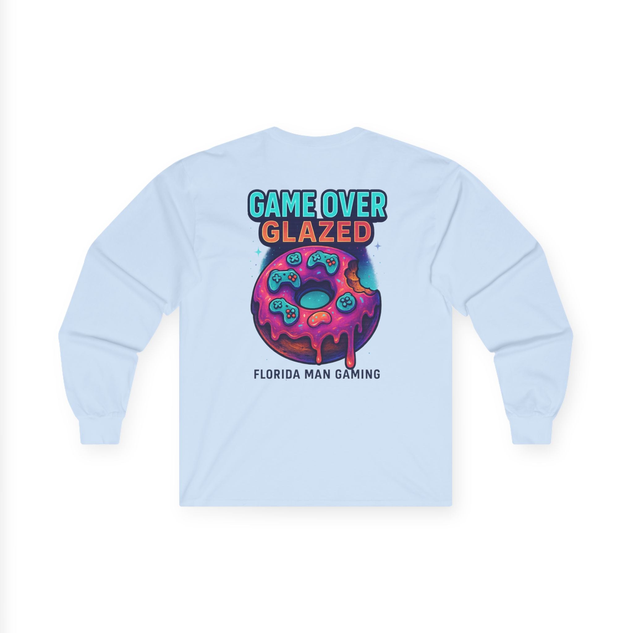 Game Over Glazed Gaming Long Sleeve Tee, Gamer Shirt, Unisex Cotton Tee, Video Game Gift, Retro Gaming Apparel, Fun Gift for Gamers
