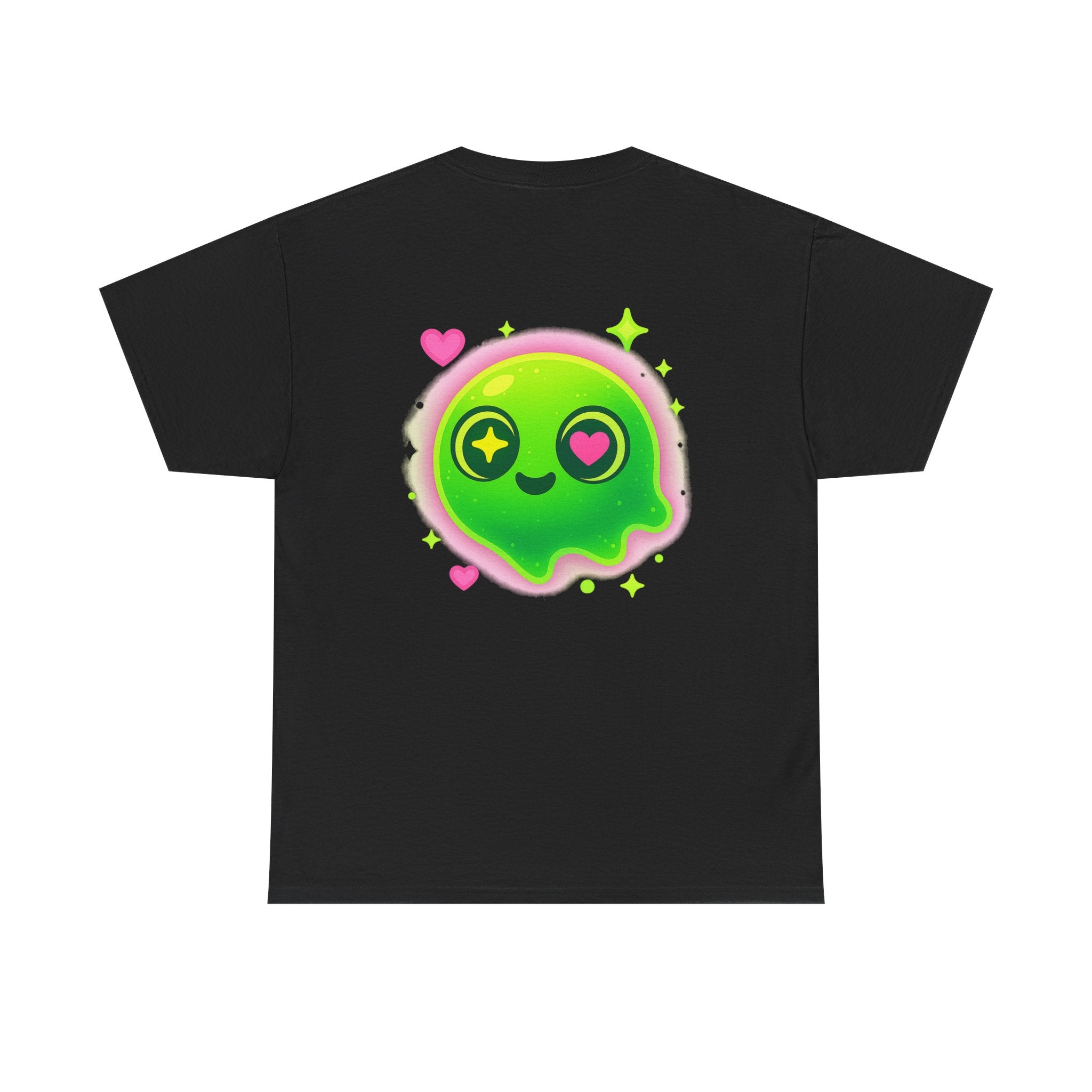 Neon Green Blob Unisex Tee - Cute Cartoonish Design with Hearts and Stars