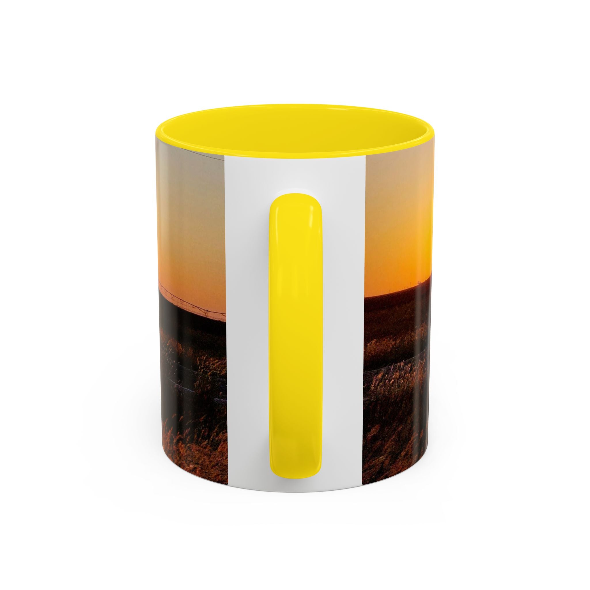 Sunset Prairie Accent Coffee Mug — Warm Sunrise Landscape 11/15oz