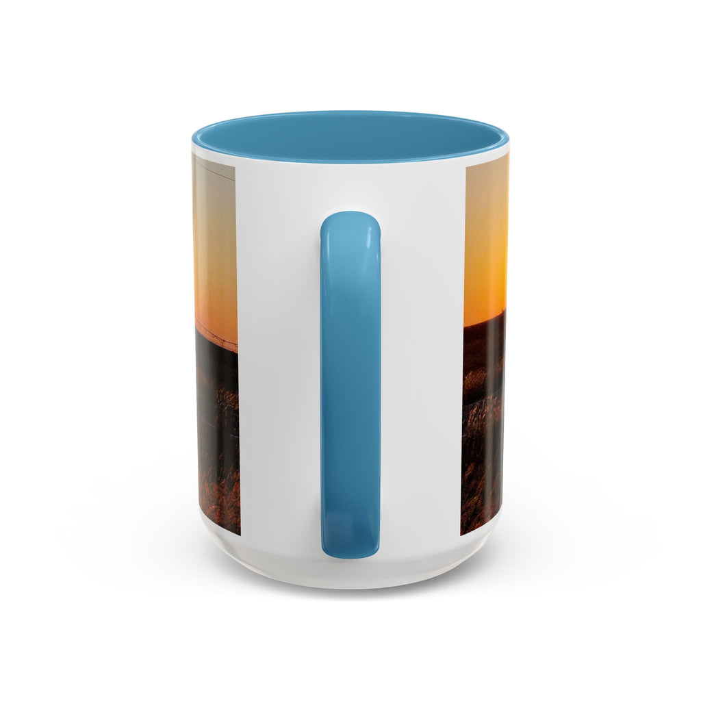 Sunset Prairie Accent Coffee Mug — Warm Sunrise Landscape 11/15oz