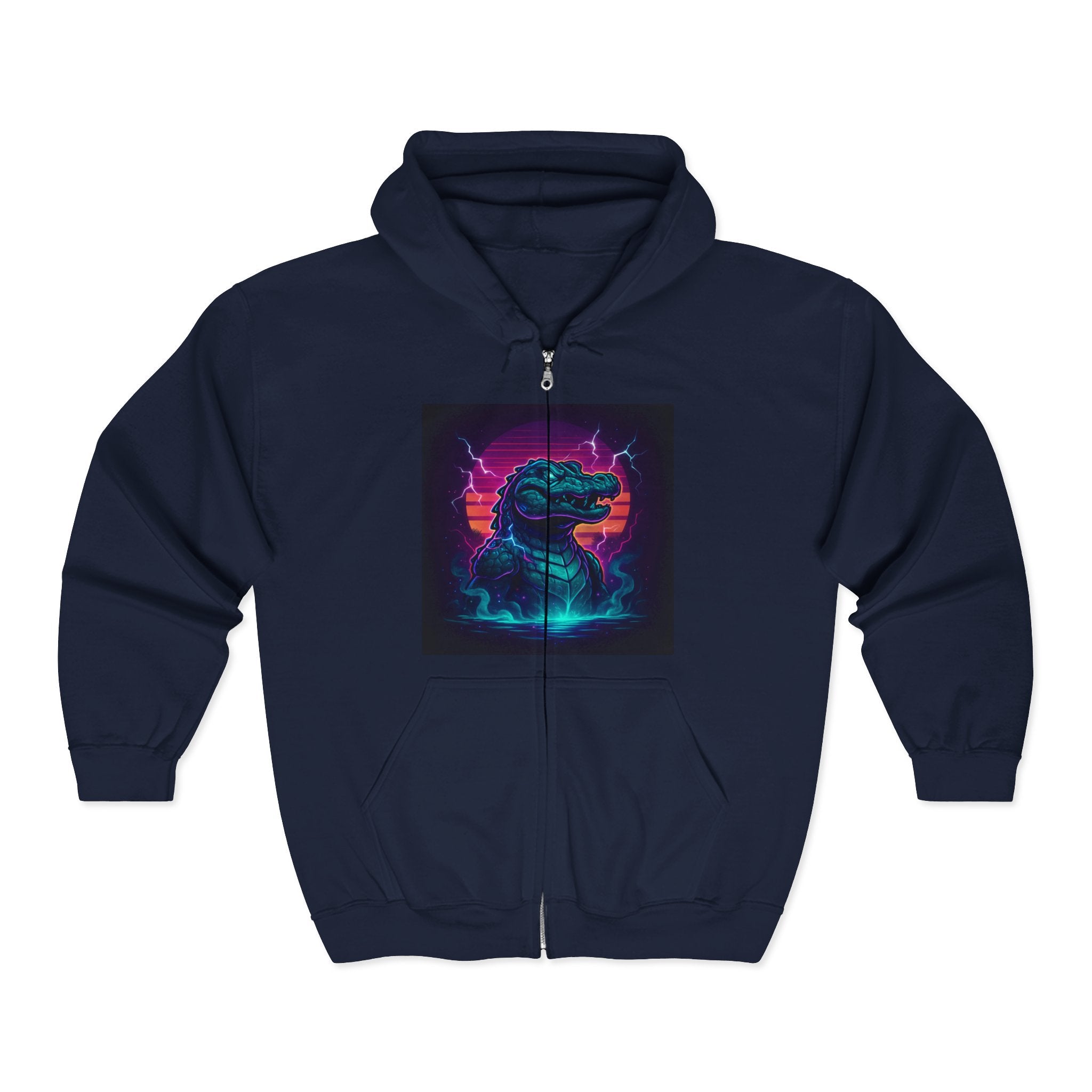 Retro Godzilla Zip Hoodie | Unisex Heavy Blend Hoodie for Fans | 80s Style, Cozy Sweatshirt, Unique Gift, Movie Merch, Warm Outerwear
