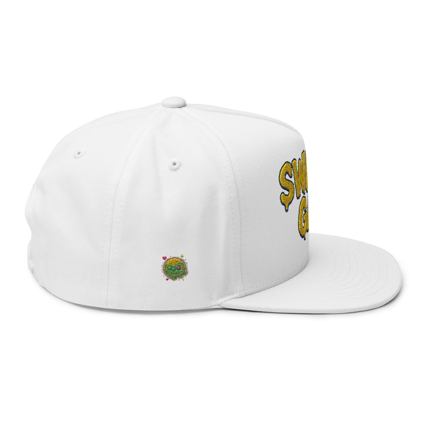 Swamp Gas Embroidered Flat Bill Cap | Trendy Snapback, Gifts for Friends, Festival Wear, Streetwear Style, Summer Accessory