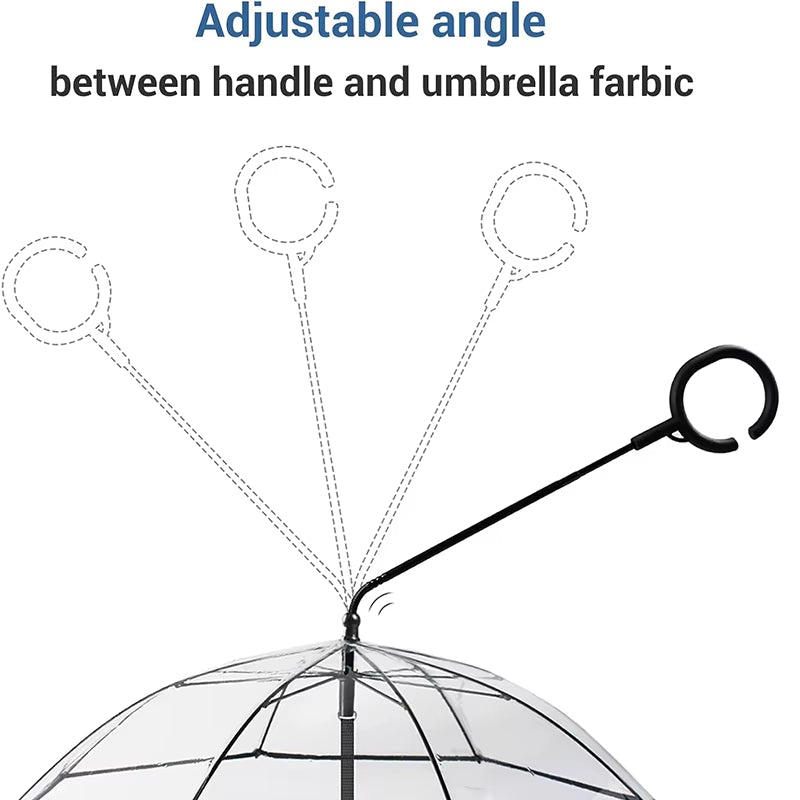 C-Shape Handle Umbrella for Small Medium Dogs Pet Umbrella with Adjustable Leash Rain/Snow Walking Doggy Umbralla