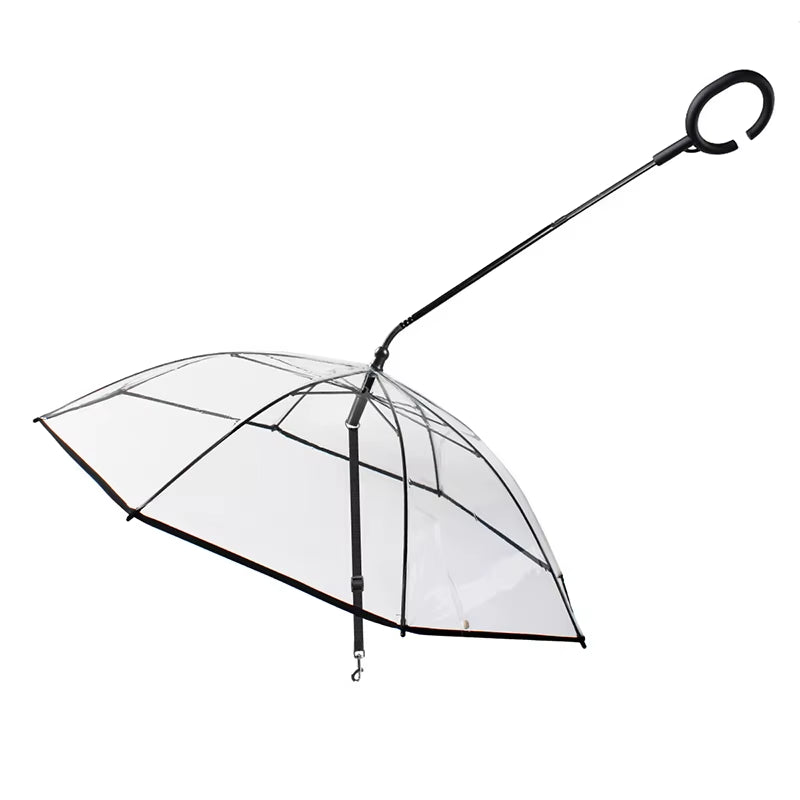C-Shape Handle Umbrella for Small Medium Dogs Pet Umbrella with Adjustable Leash Rain/Snow Walking Doggy Umbralla