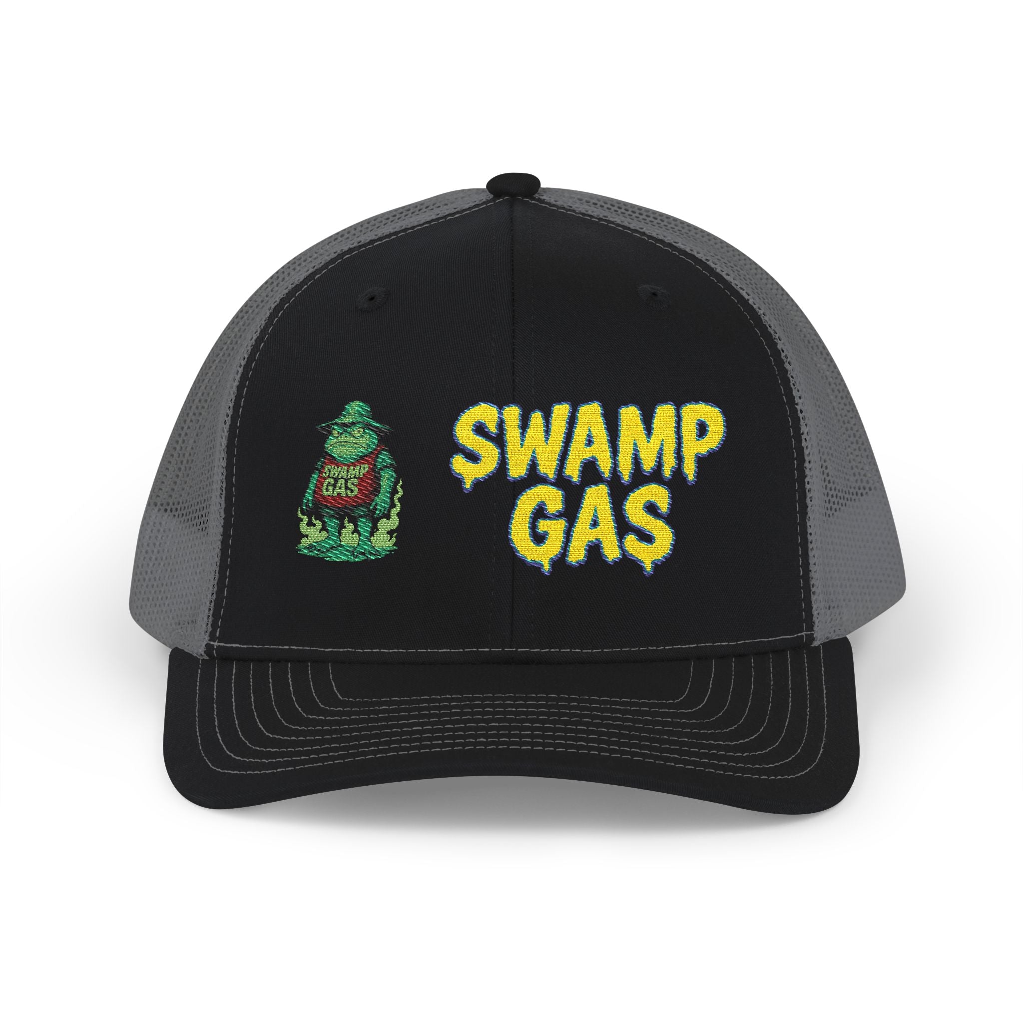 Swamp Gas Snapback Trucker Cap, Fun Summer Hat, Casual Outdoor Cap, Unique Gift for Him/Her, Festival Headwear, Retro Style Cap