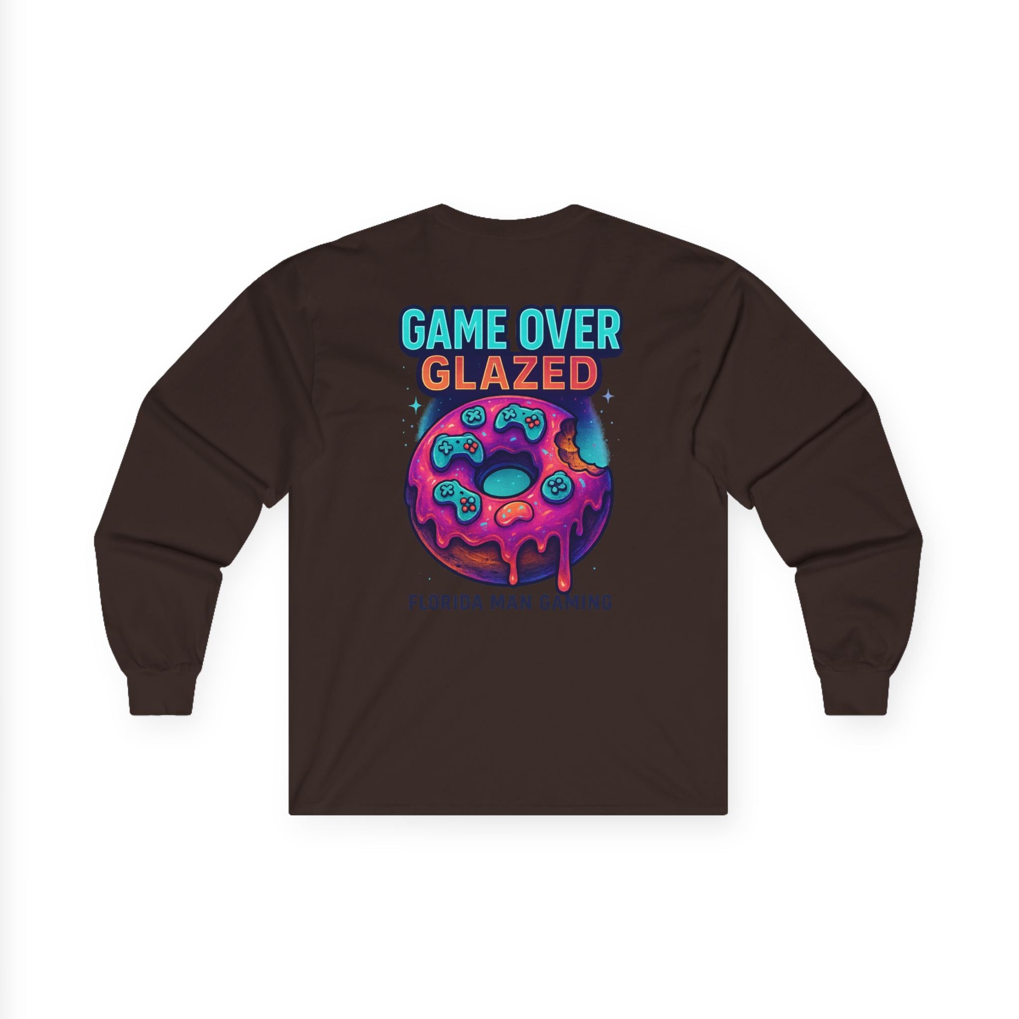 Game Over Glazed Gaming Long Sleeve Tee, Gamer Shirt, Unisex Cotton Tee, Video Game Gift, Retro Gaming Apparel, Fun Gift for Gamers